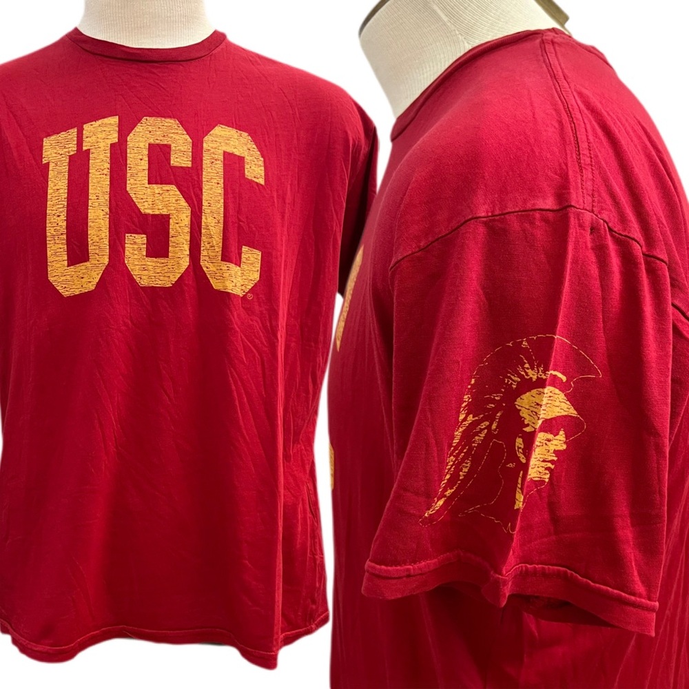 NCAA USC Trojans Logo Vintage-Retro Style Distant Replays T Shirt Adult LARGE